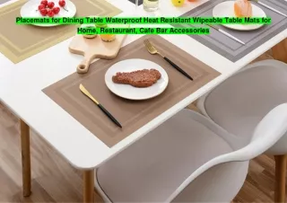 Placemats for Dining Table Waterproof Heat Resistant Wipeable Table Mats for Home, Restaurant, Cafe Bar Accessories