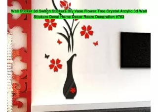 Wall Sticker 3d Switch Stickers Diy Vase Flower Tree Crystal Arcylic 3d Wall Stickers Decal Home Decor Room Decoration #