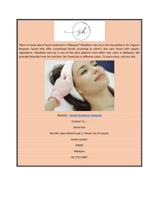 Facial Treatment Malaysia | Sehathair.com.my