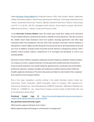 global driverless tractors market by component