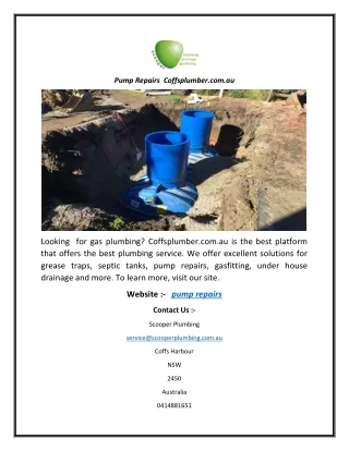 Pump Repairs  Coffsplumber.com