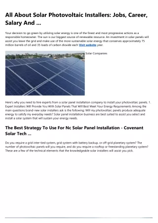 all about solar photovoltaic installers jobs