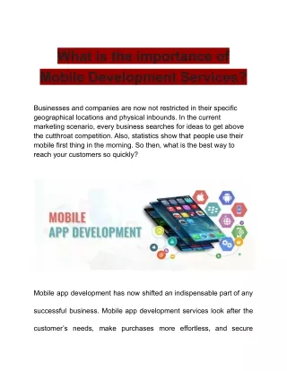 What is the importance of Mobile App Development Services