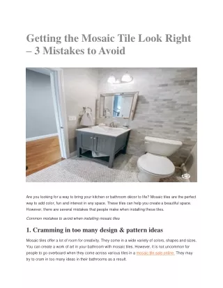 Getting the Mosaic Tile Look Right