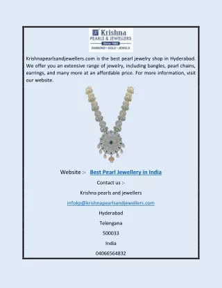 Best Pearl Jewellery in India | Krishnapearlsandjewellers.com