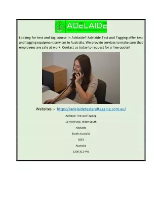 looking for test and tag course in adelaide