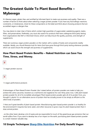 the greatest guide to plant based benefits