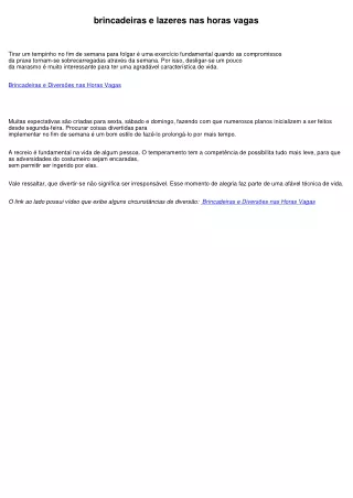 recreações e diversões nas horas vagas