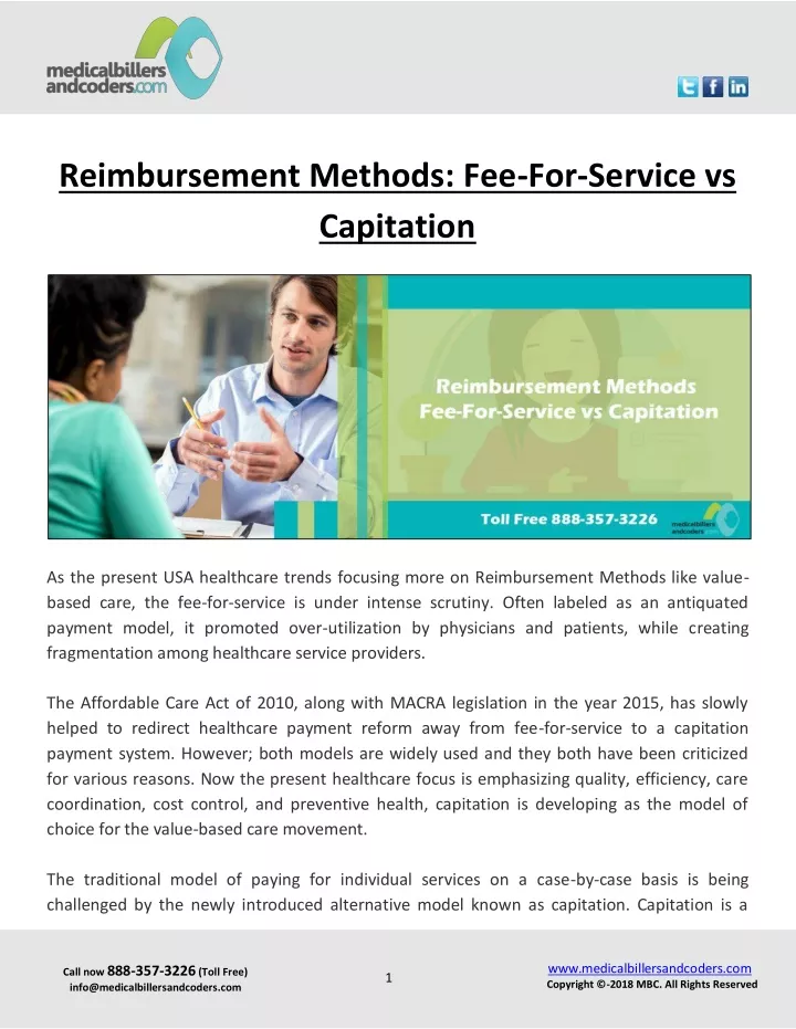 reimbursement methods fee for service