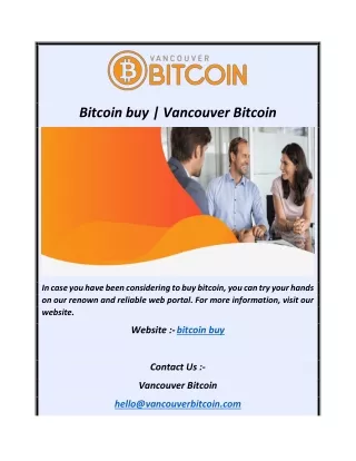 Bitcoin buy  Vancouver Bitcoin