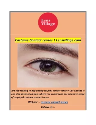 Costume Contact Lenses  Lensvillage
