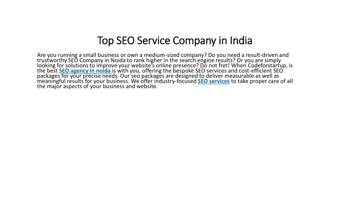 top seo service company in india