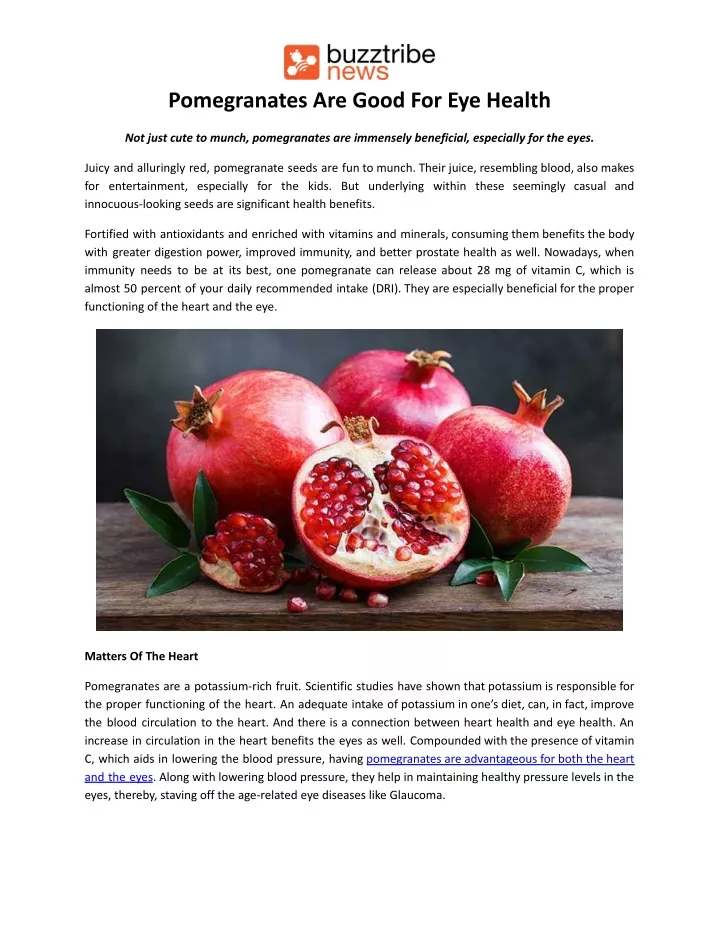 pomegranates are good for eye health