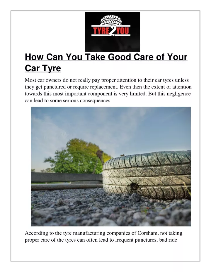how can you take good care of your car tyre