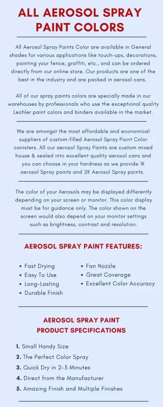 All Aerosol Spray Paint Colors
