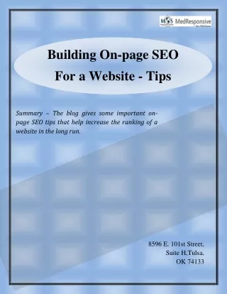 building on page seo for a website tips