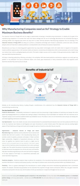 Why Manufacturing Companies need an IIoT Strategy to Enable Maximum Business Benefits