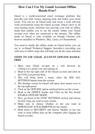 How Can I Use My Gmail Account Offline Hassle-Free?