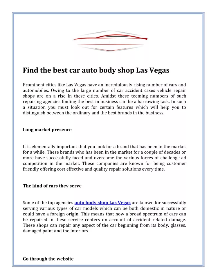 find the best car auto body shop las vegas