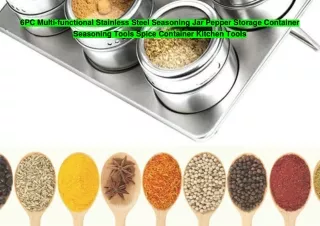 6PC Multi-functional Stainless Steel Seasoning Jar Pepper Storage Container Seasoning Tools Spice Container Kitchen Tool