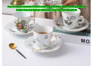 Cup European Ceramic French Court Style Flowers Gold Painting Creative Coffee Cup and Saucer Afternoon Tea Cup and Sauce