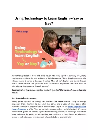 using technology to learn english yay or nay
