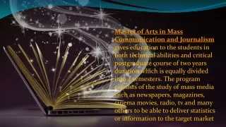 Master of Arts in Mass Communication and Journalism