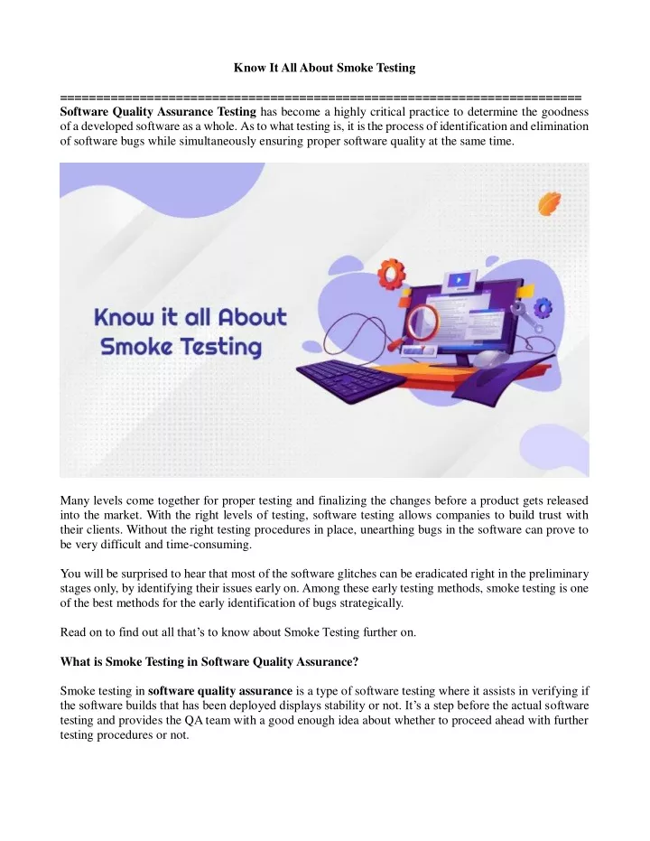 know it all about smoke testing