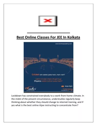 Best Online Classes For JEE In Kolkata