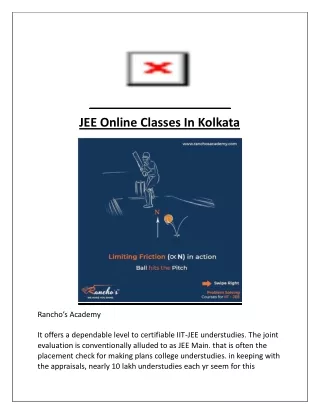 JEE Online Classes In Kolkata