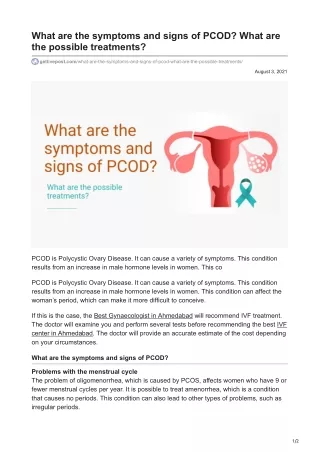 What are the symptoms and signs of PCOD What are the possible treatments