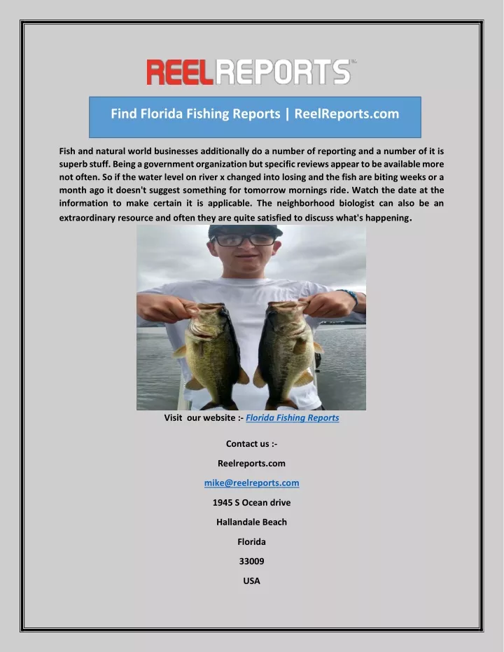 find florida fishing reports reelreports com