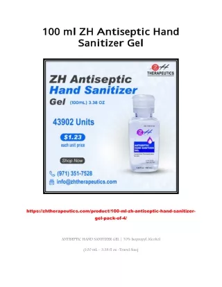 100 ml ZH Antiseptic Hand Sanitizer Gel