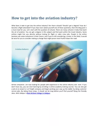 How to get into the aviation industry