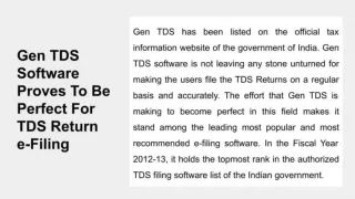 Best Software Option for e-TDS/TCS Return Via Gen TDS