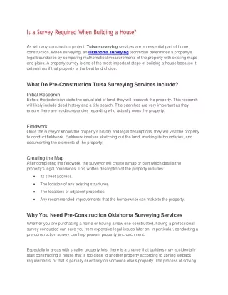 is a survey required when building a house