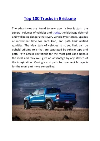 Top 100 Trucks in brisbane