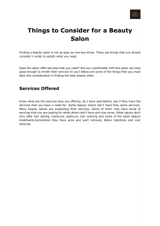 Things to Consider for a Beauty Salon