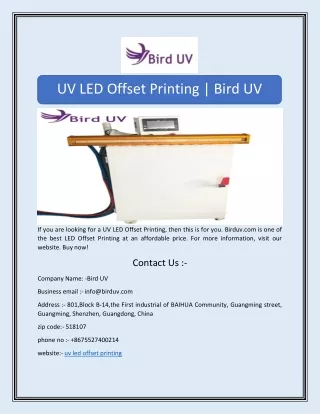 UV LED Offset Printing | Bird UV