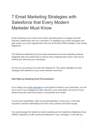 7 Email Marketing Strategies with Salesforce that Every Modern Marketer Must Kno