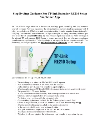 step by step guidance for tp link extender re210
