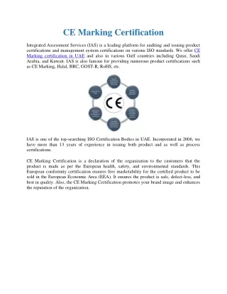 CE Marking Certification in Saudi Arabia | Product Certification Body