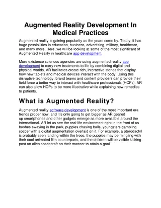 augmented reality development in medical