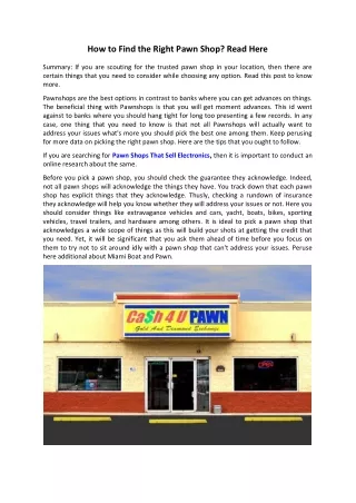 how to find the right pawn shop read here