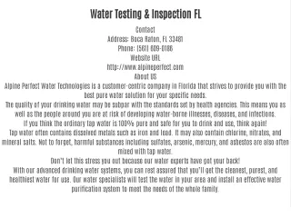 Water Testing & Inspection FL