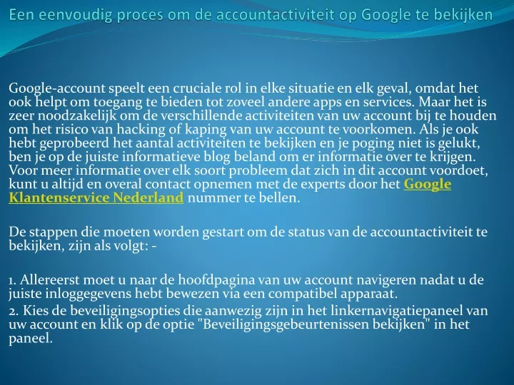 een eenvoudig proces om de accountactiviteit op google te bekijken