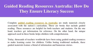 guided reading resources australia how do they