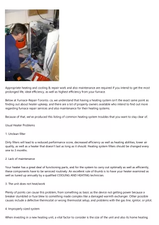 appropriate heating and cooling repair work