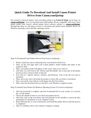 Quick Guide To Download And Install Canon Printer Driver from Canon.comijsetup