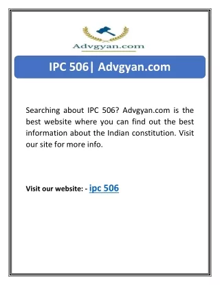 IPC 506| Advgyan.com